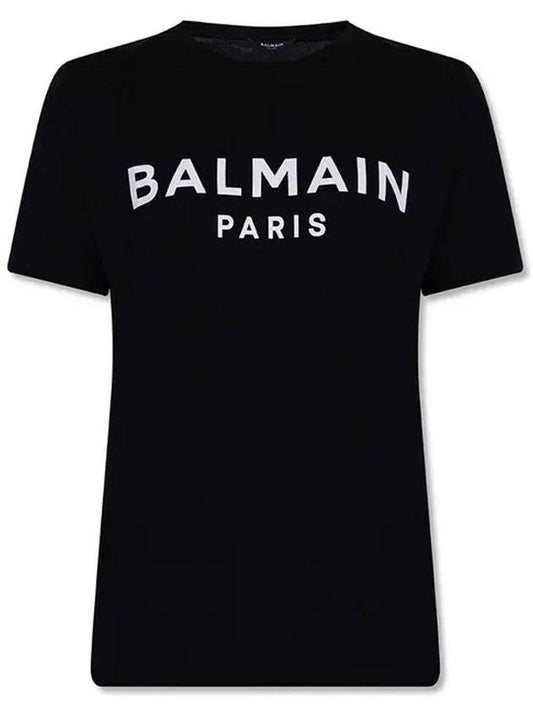 Women's Logo Short Sleeve T-Shirt Black - BALMAIN - BALAAN.