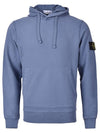 Wappen Patch Cotton Fleece Hoodie Avio Blue - STONE ISLAND - BALAAN 2