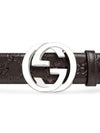 Signature G Buckle Seama Leather Belt Brown - GUCCI - BALAAN 5