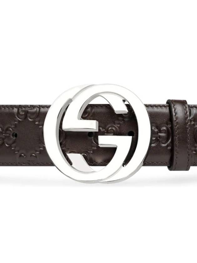 Signature G Buckle Seama Leather Belt Brown - GUCCI - BALAAN 6