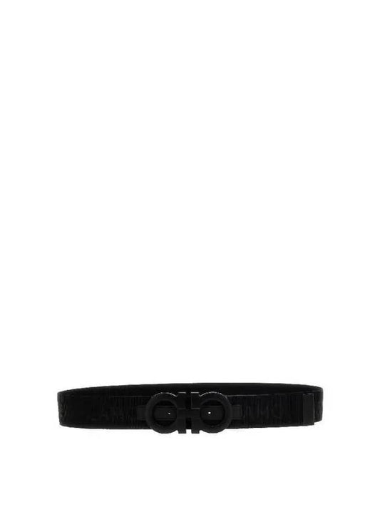 FERRAGAMO Gancini buckle jacquard fabric belt 766098NERO - SALVATORE FERRAGAMO - BALAAN 1