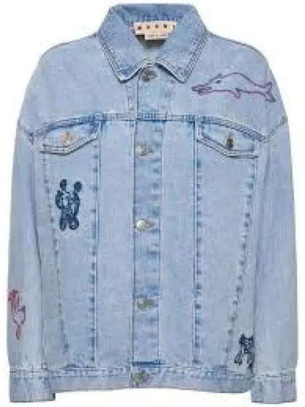 Overfit Embroidered Denim Jacket Illusion Blue - MARNI - BALAAN 1