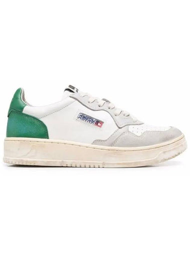 Medalist Super Vintage Leather Low Top Sneakers White Gray Green AVLM - AUTRY - BALAAN 1