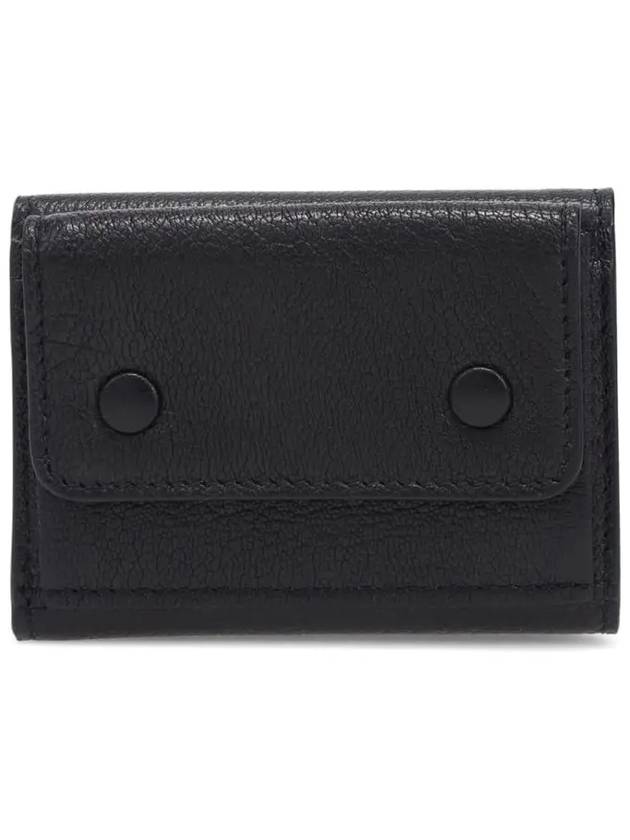 Snap Button Leather Half Wallet Black - MAISON MARGIELA - BALAAN 4