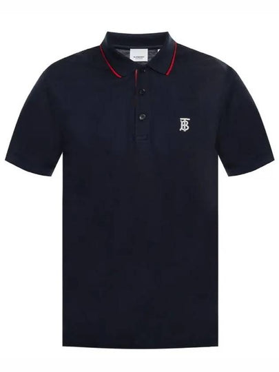 Icon Stripe Placket Cotton Pique Polo Shirt Navy - BURBERRY - BALAAN 2