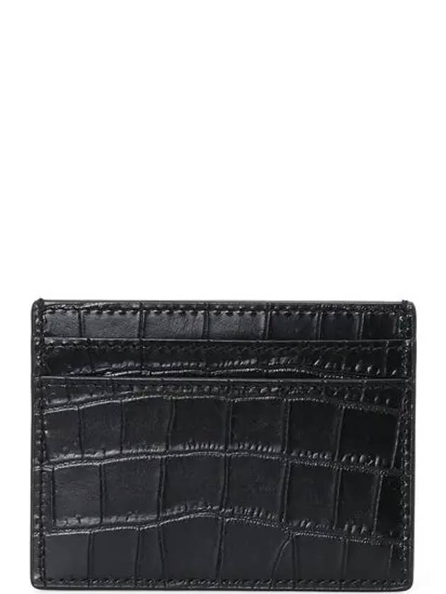 Classic Logo Crocodile Card Wallet Black - SAINT LAURENT - BALAAN 4