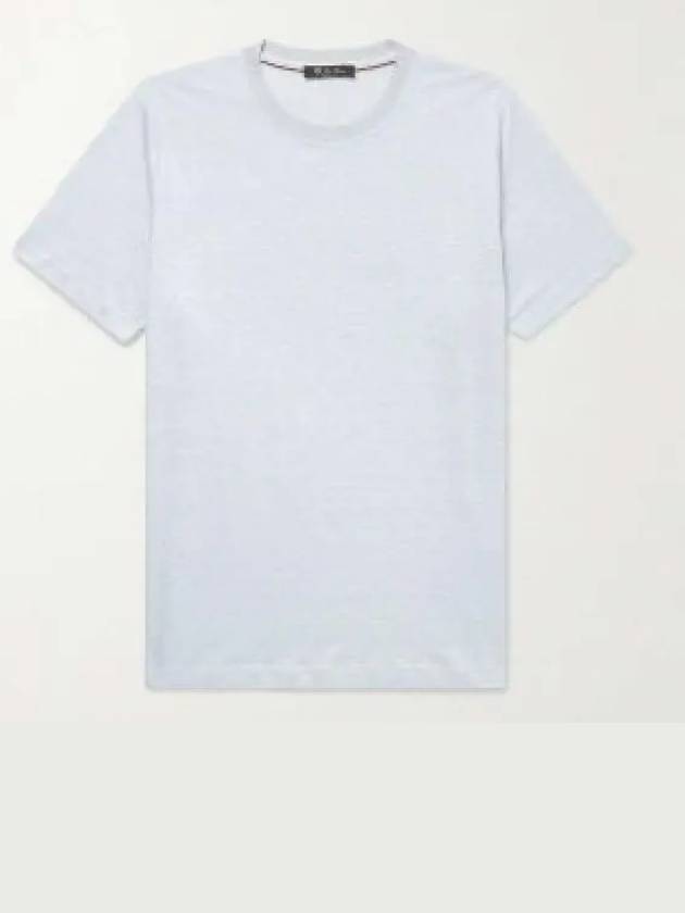 Crew Neck Linen Short Sleeve T-shirt White - LORO PIANA - BALAAN 2