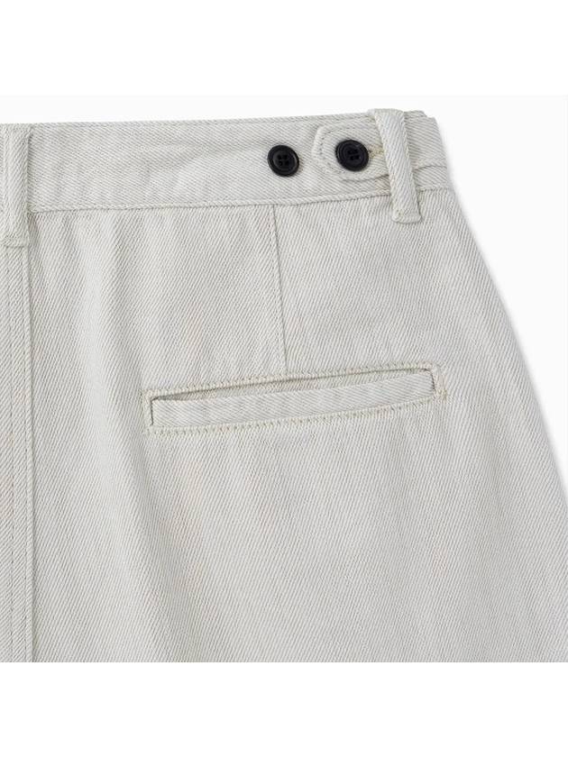 Sand Denim Two Tuck Bermuda Shorts Sand Beige - NOIRER - BALAAN 6