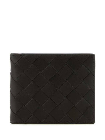 Intrecciato Leather Half Wallet Black - BOTTEGA VENETA - BALAAN 1