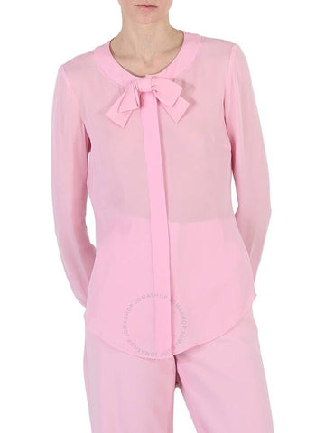 Moschino Ladies Pink Bow Detail Long-Sleeved Blouse, Brand Size 40 (US Size 6) - MOSCHINO - BALAAN 1