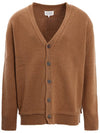 Elbow Patch V-Neck Wool Cardigan Brown - MAISON MARGIELA - BALAAN 1