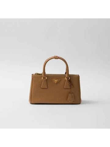 Galleria Saffiano Leather Small Tote Bag Natural - PRADA - BALAAN 1