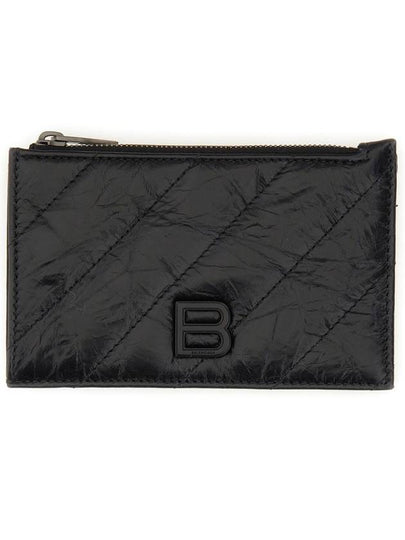 Crush Zipper Leather Card Wallet Black - BALENCIAGA - BALAAN 2