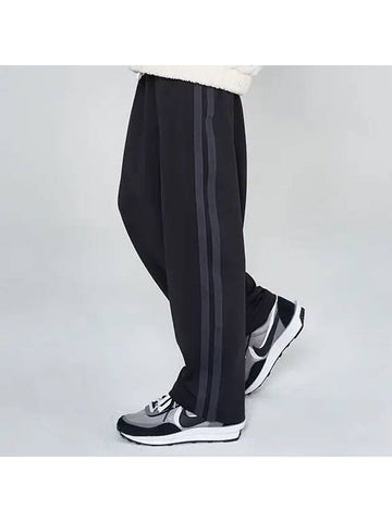 Two-line Wide Track Pants Black Grey - CRUMP - BALAAN 1