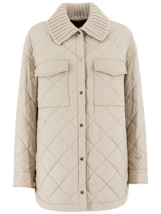 Loca Quilted Overshirt Single Jacket Beige - LORO PIANA - BALAAN.