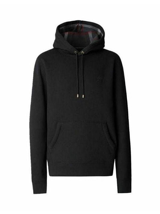 Embroidered EKD Cotton Pullover Hoodie Black - BURBERRY - BALAAN.