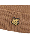 Bold Fox Head Patch Ribbed Beanie Golden Brown - MAISON KITSUNE - BALAAN 7