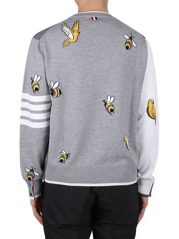 Diagonal Fun Mix Bird Bee Knit Top Grey - THOM BROWNE - BALAAN 5