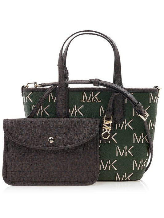 Eliza Extra Small Embossed Logo Tote Bag Green - MICHAEL KORS - BALAAN 2