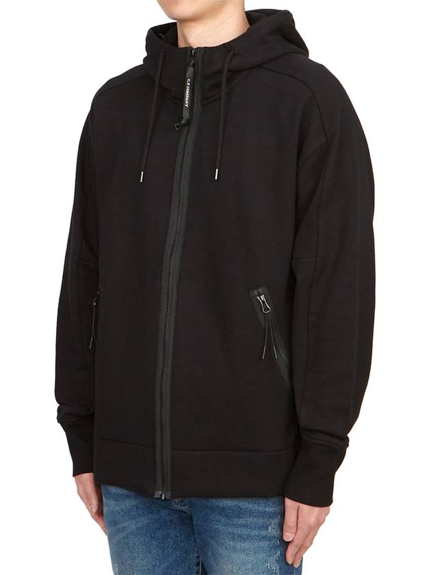 Diagonal Raised Fleece Goggle Hooded Jacket Black - CP COMPANY - BALAAN 4