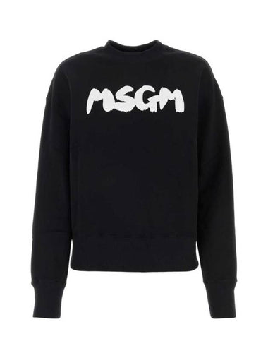 Brushed Logo Cotton Sweatshirt Black - MSGM - BALAAN 1