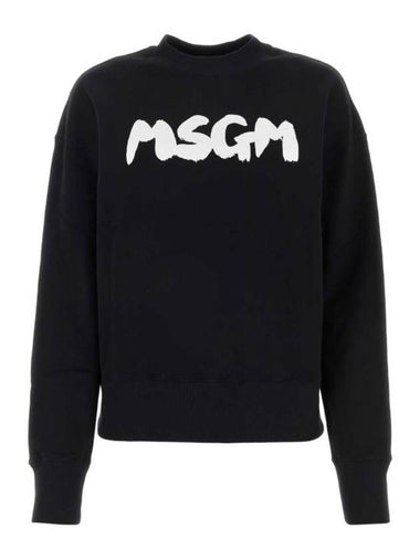 Brushed Logo Cotton Sweatshirt Black - MSGM - BALAAN 1