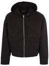 Wool Viscose Zip-Up Hoodie Black - AMI - BALAAN 3