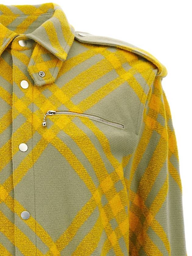 Check Wool Blend Shirt Yellow - BURBERRY - BALAAN 4