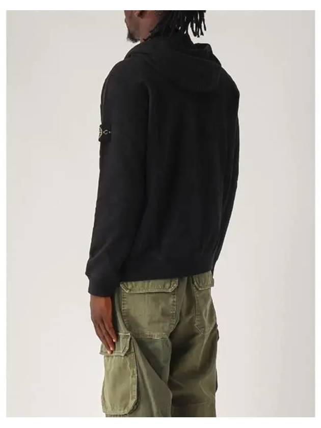 Logo Cotton Zip-Up Hoodie Black - STONE ISLAND - BALAAN 6