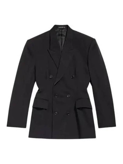 Cinched Double Breasted Wool Jacket Black - BALENCIAGA - BALAAN 2