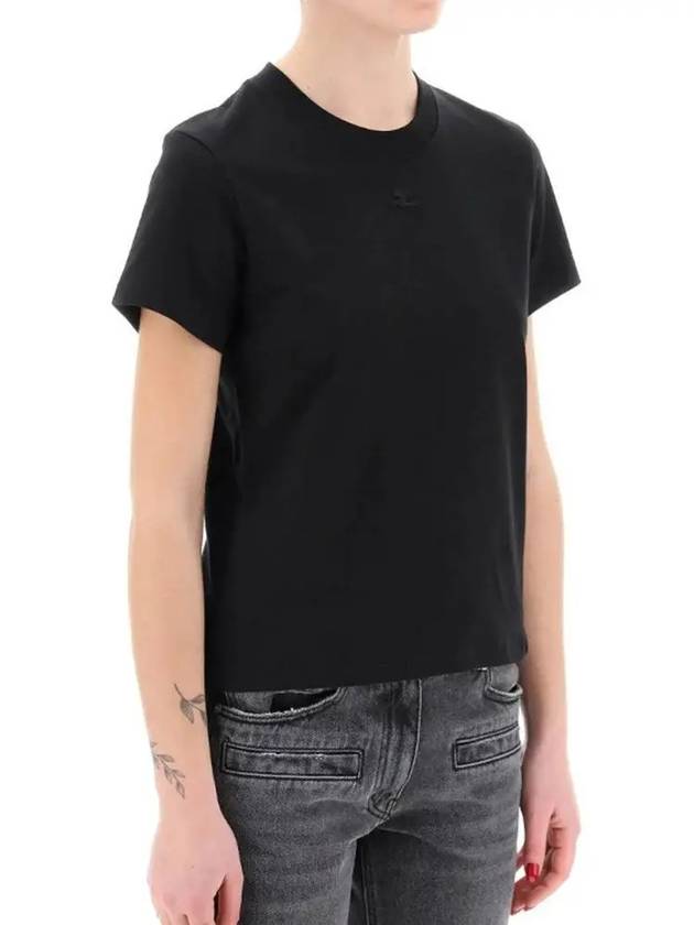 Courr ges Women s Logo Embroidered Short Sleeve T Shirt 423JTS006JS0107 9999 - COURREGES - BALAAN 2