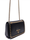 Grace Calf Stud Chain Shoulder Bag Black - PRADA - BALAAN 4