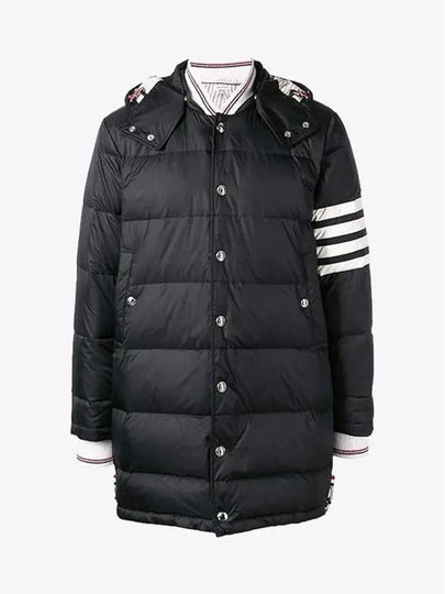 Men's 4 Bar Button Down Hooded Padding Black - THOM BROWNE - BALAAN 2