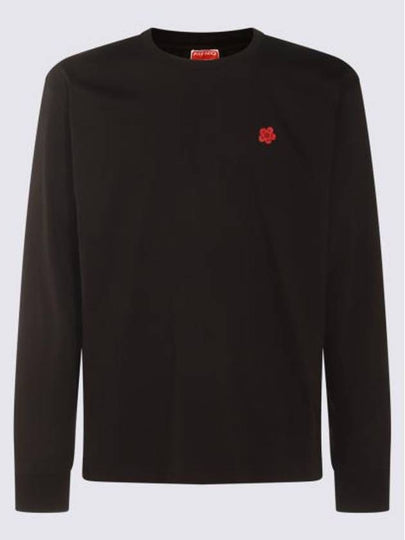 Boke Flower Embroidery Cotton Long Sleeve T-Shirt Black - KENZO - BALAAN 2