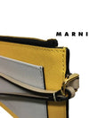 Color Block Saffiano Handle Pouch Bag Yellow Grey - MARNI - BALAAN 7