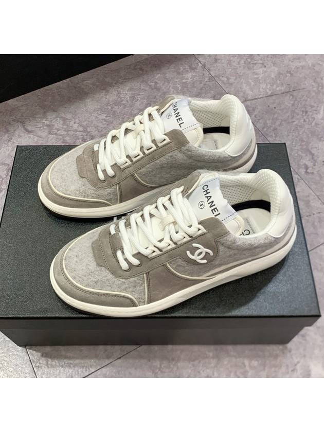 Women s Sneakers Suede Calfskin CC Logo Shoes Gray - CHANEL - BALAAN 1