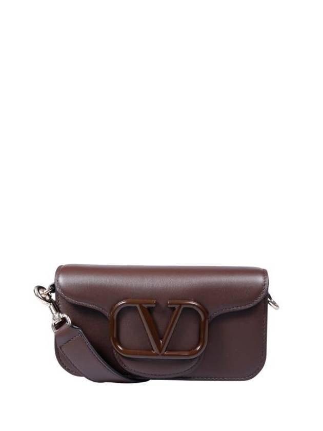 V Logo Signature Leather Shoulder Bag Brown - VALENTINO - BALAAN 1