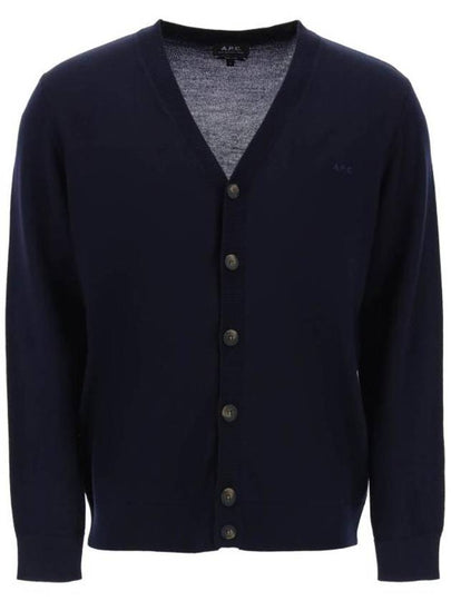 Joe Logo Embroidered Wool Cardigan Navy - A.P.C. - BALAAN 2