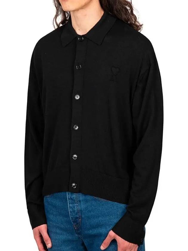 De Coeur Logo Wool Cardigan Black - AMI - BALAAN 4