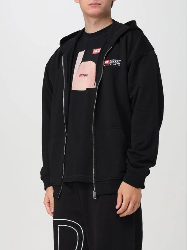 S Boxt Logo Embroidery Zip Up Hoodie Black - DIESEL - BALAAN 5