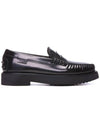 Men's Stamp Logo Leather Penny Loafer Black - TOD'S - BALAAN 1