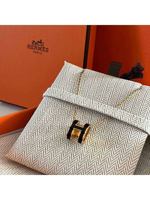 Pop H Pendant Necklace Gold Black - HERMES - BALAAN 4