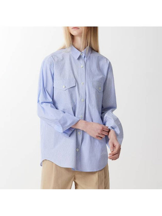 Boy fit pink stripe combination cotton shirt blue 0042 - VOYONN - BALAAN 1