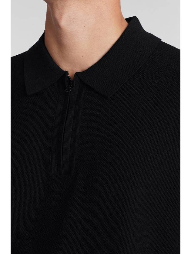 Half Zip Knit Polo Shirt Black - STONE ISLAND - BALAAN 6