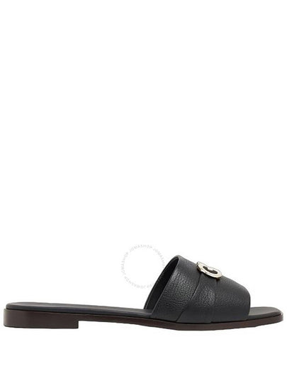 Gancini Leather Slippers Black - SALVATORE FERRAGAMO - BALAAN 2