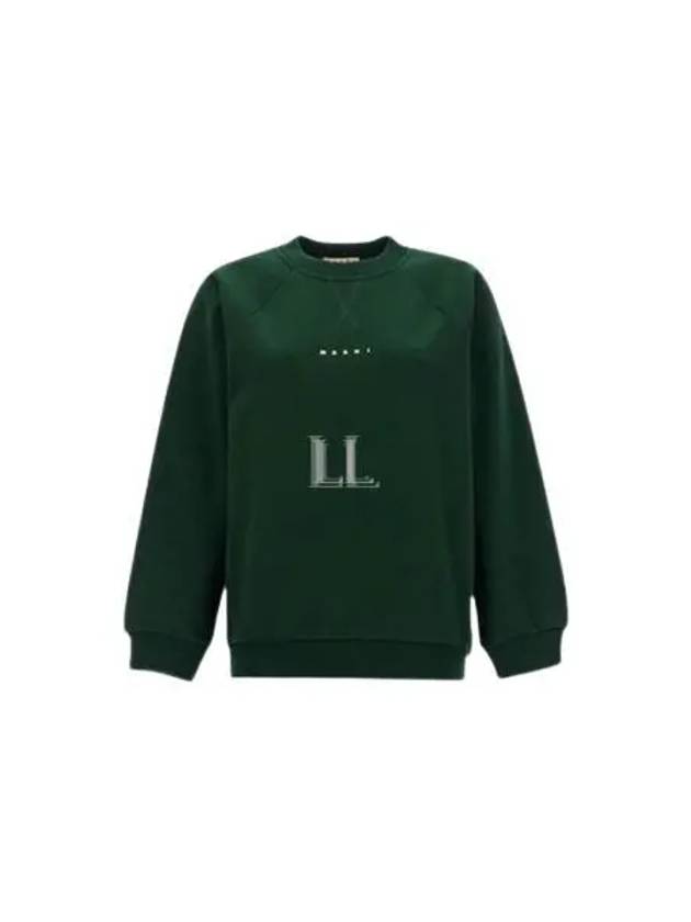 Logo Print Cotton Sweatshirt Dark Green - MARNI - BALAAN 2