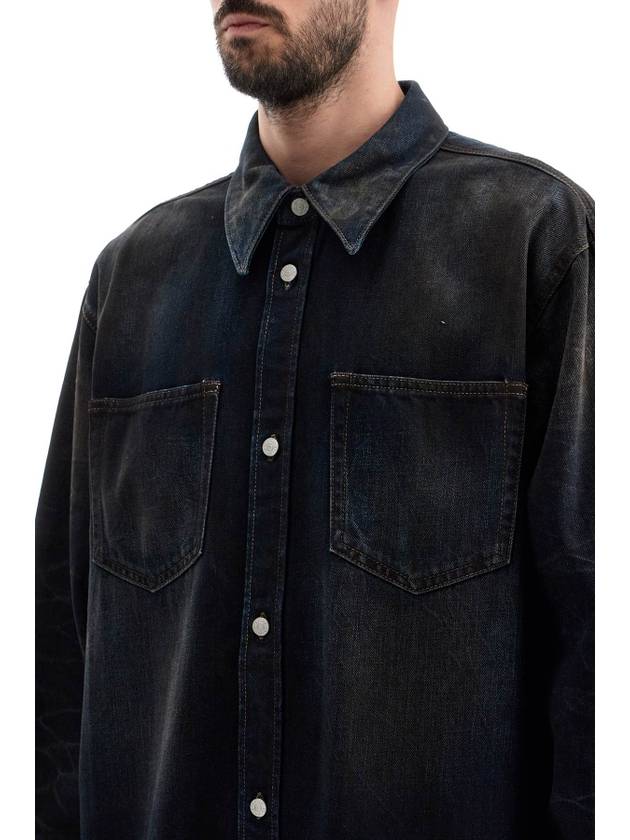 Oversized Denim Long Sleeve Shirt Dark Blue - ACNE STUDIOS - BALAAN 5