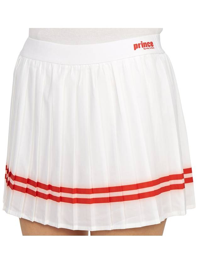 Women's Logo Print Striped Pleated Skirt White - SPORTY & RICH - BALAAN 9