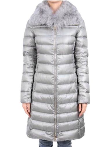 Elisa Full Zip-Up Fox Fur Long Padding Grey - HERNO - BALAAN 1