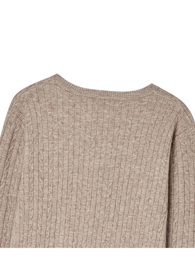 V neck cable knit pullover Melange beige - THE GREEN LAB - BALAAN 4